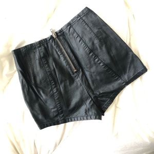 Vegan leather hot shorts